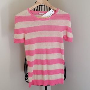 NWT Stefanel Italy striped Linen top tee XS Small